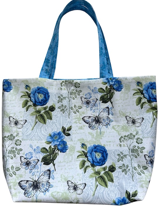 Hand Crafted Handbags - Handmade Tote Bag Colorful Floral Butterflies Fabric Market Bag Shoulder Purse